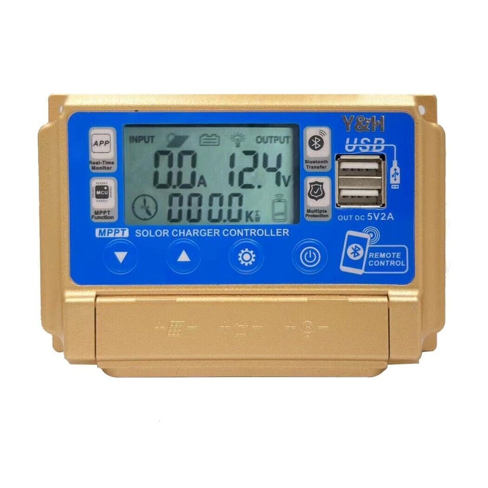 MPPT 30A Solar Charge Controller LCD Display USB APP COMM for 12V 24V Battery