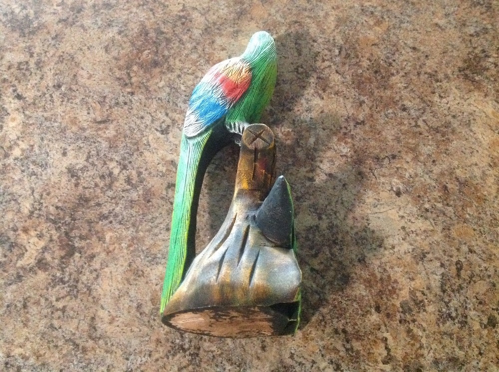 Hand Carved Hand Painted Parrot Statue