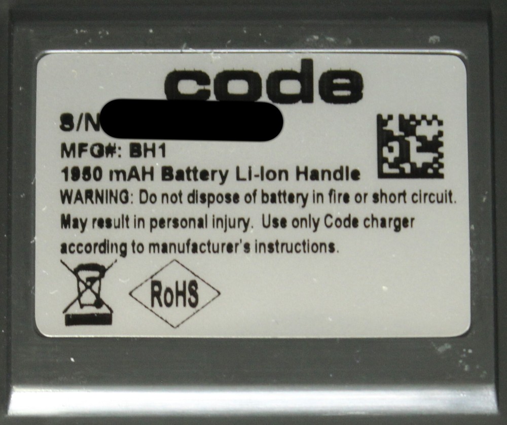 ITE Code RX-F1 Bar Code Reader Scanner 012G-05 with BH1 Battery Handle