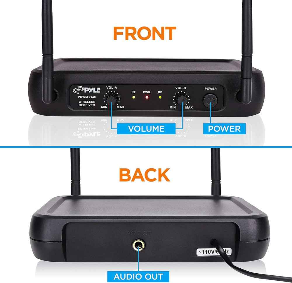 Dual-Channel Wireless Microphone System-Vhf Fixed Dual Frequency Wireless Mic Re