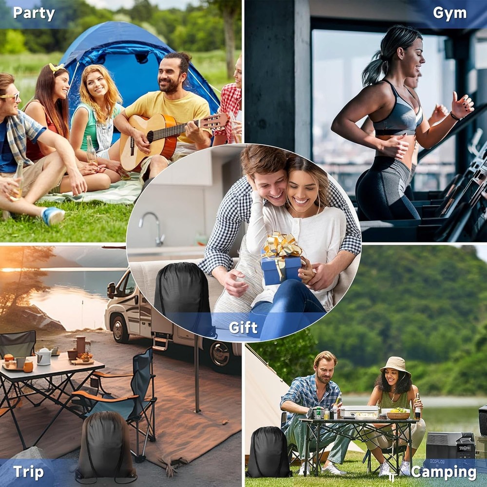 6Pcs Black Drawstring Backpacks Bulk String Bag Cinch Sack Pack Storage