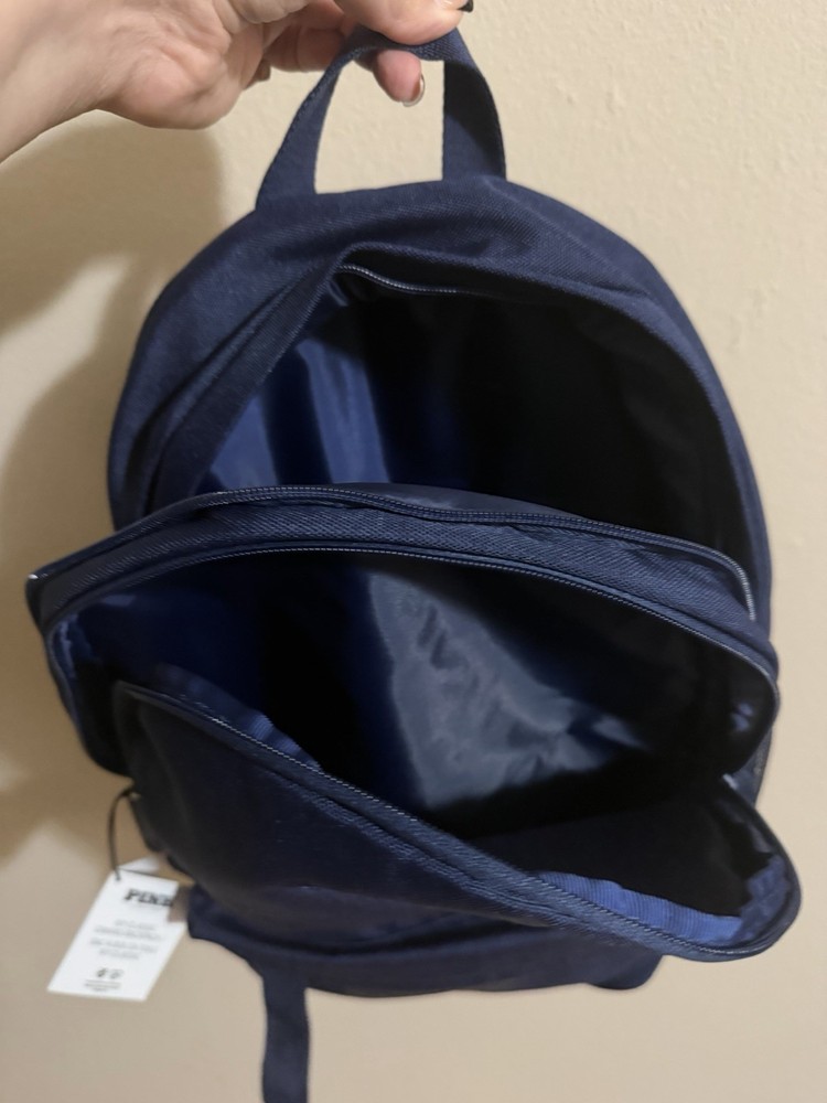 PINK Navy Blue Backpack Adjustable Strap Mesh Pockets Embroidered Crest