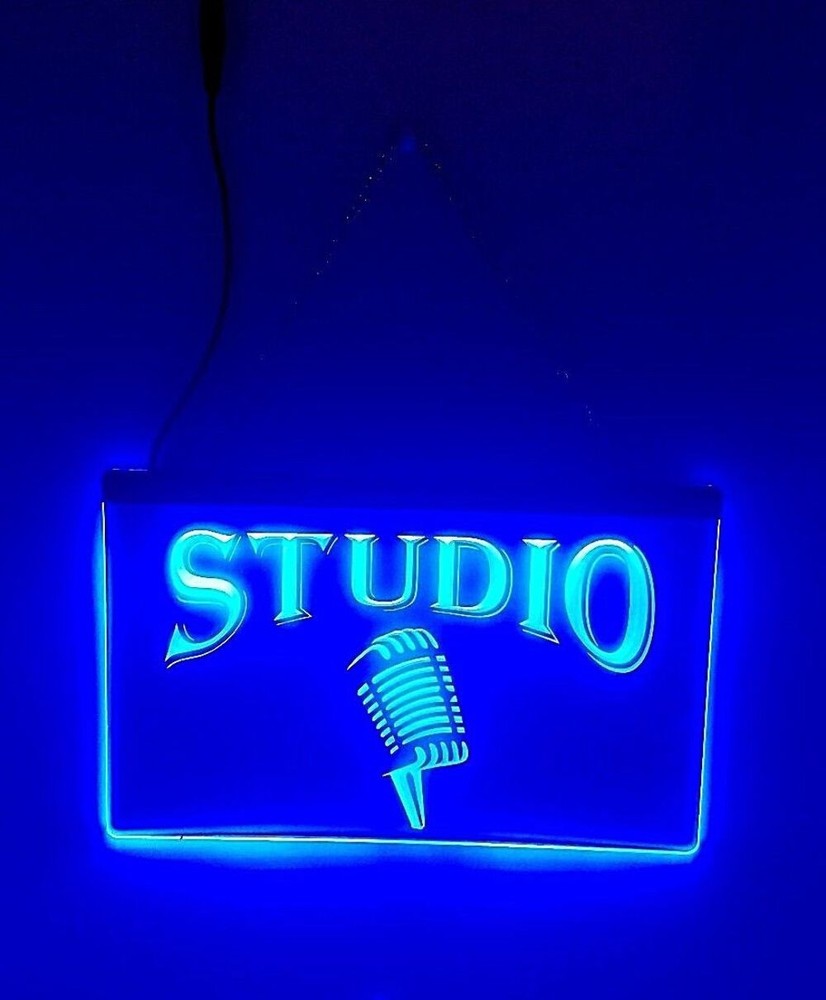 Studio LED Sign with Classic Microphone – Recording Studio Light