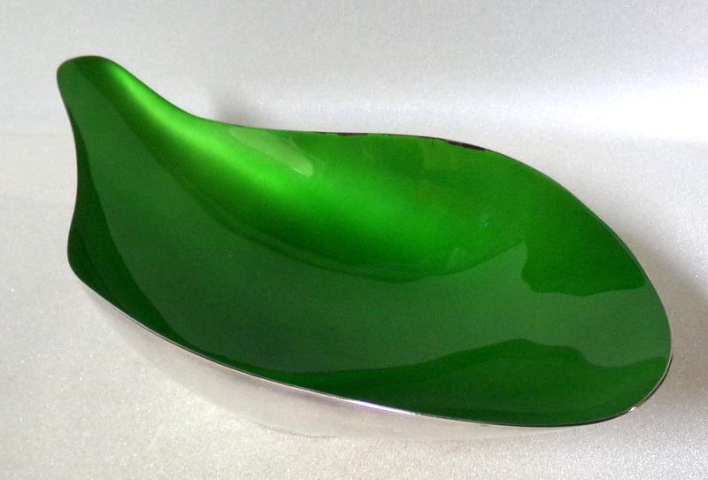 Mid Century Modern Lime Silverplate Teardrop Bowl