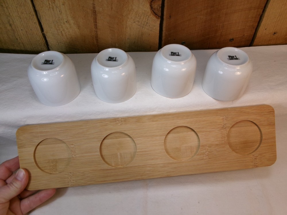 Pier 1 Tasting Party Sampler 5 Piece Set ~ 4 Cups & 1 Serving Board