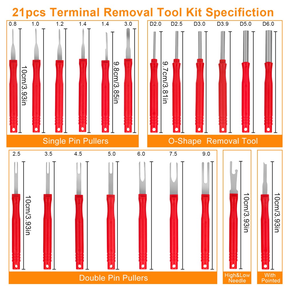 21Pcs Terminal Removal Tool Kit Electrical Wire Connector Pin Release Extractor