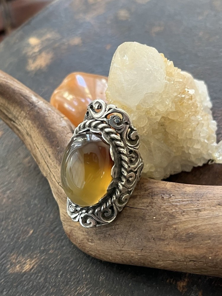 Handmade Sterling And Carnelian Statement Ring Size 7