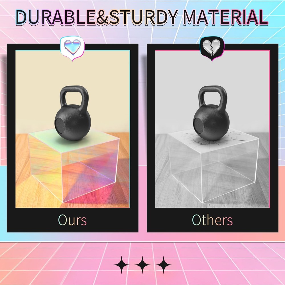 3Pcs Iridescent Risers Display Stands, Stackable Acrylic Cubes Display Box, N...