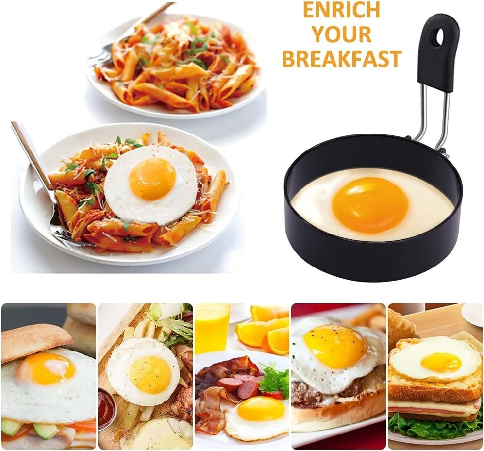 Multi-Functional Stainless Steel Egg Molds - 2 Pack for Easy Breakfast Creations