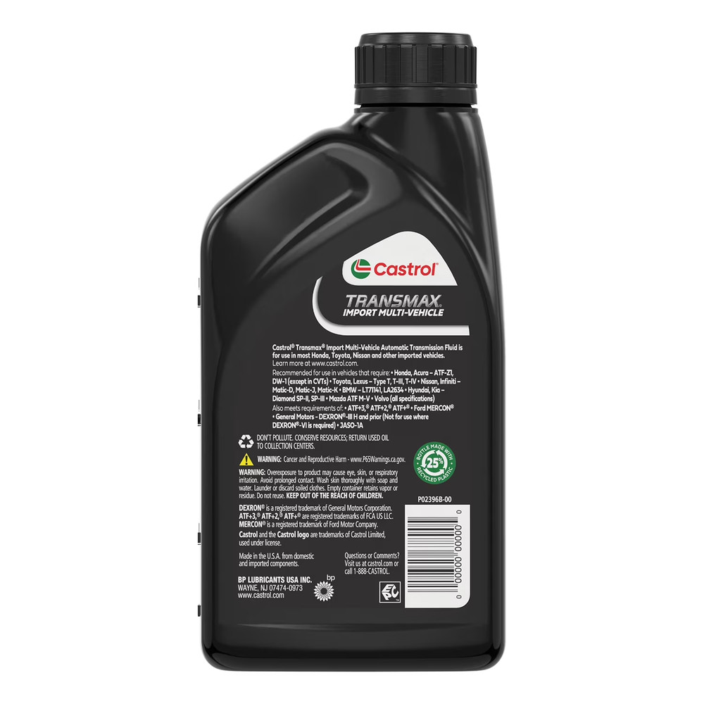 (5 pack) Castrol Transmax Import Multi-Vehicle Automatic Transmission Fluid, 1 Q