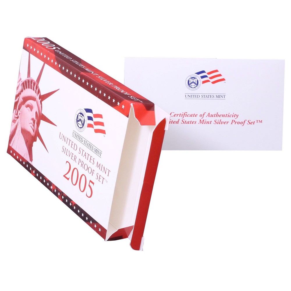Empty Packaging Replacement Silver Proof Set Box & COA No Coins 2005