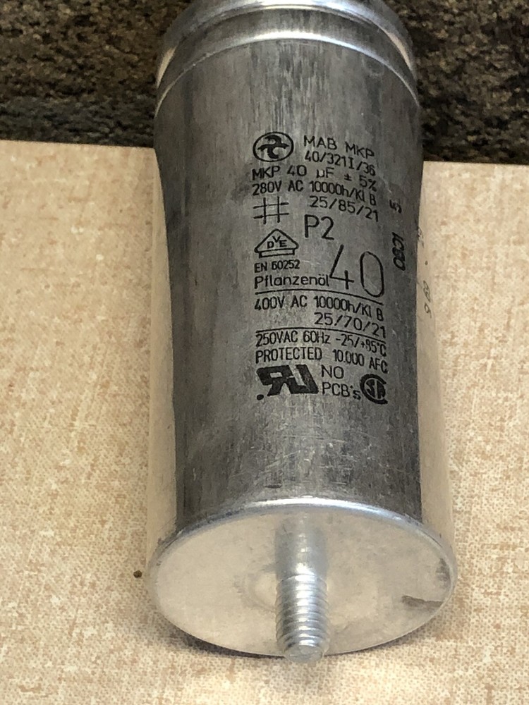 Run Capacitor 250v 40uf Single Insert W/fixing Stud Same Day Ship
