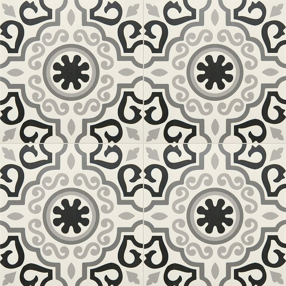 12x12 Marseille Encaustic Patterned Decorative Ceramic Floor and Wall Tile