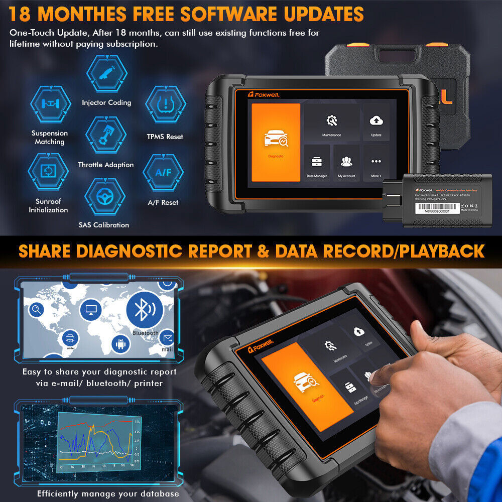 FOXWELL Bluetooth Bidirectional All System Diagnostic Scan Tool Car OBD2 Scanner