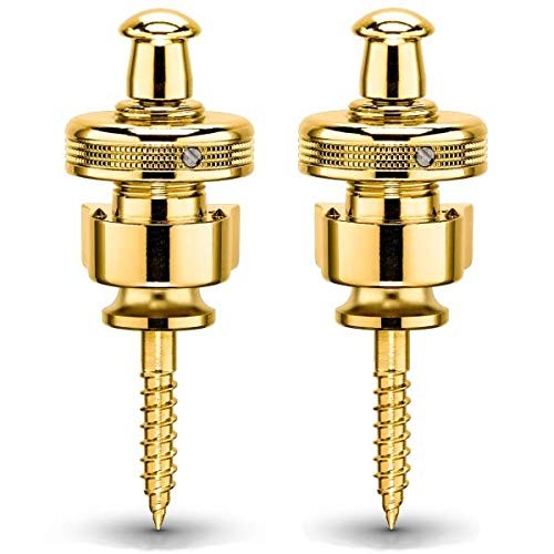 Guitar Strap Locks and Buttons Pair Gold Finish for Secure Attachment
