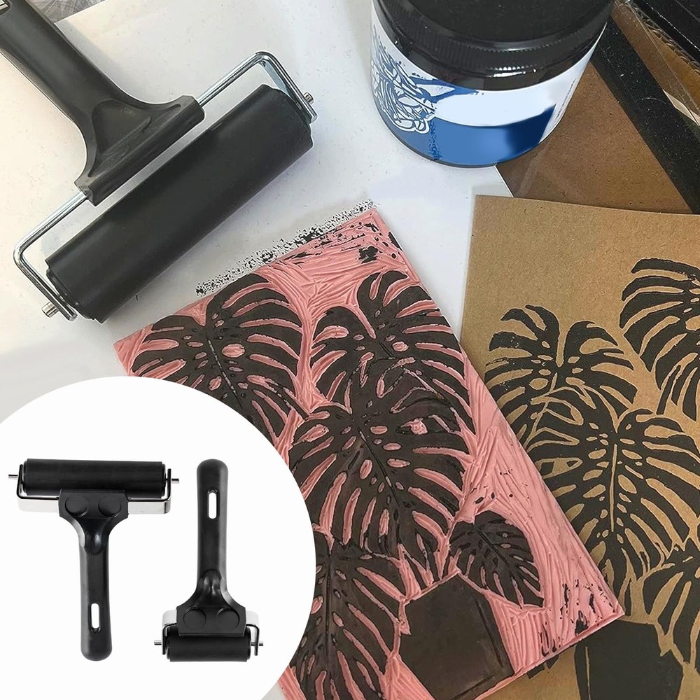 2-Pack Brayer Rollers Crafting 4-Inch 2.2-Inch Rubber Rollers Printmaking