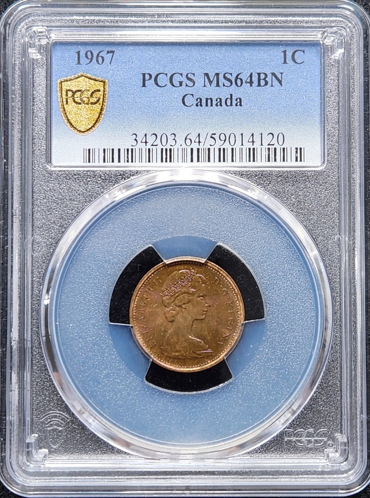 Toned 1967 Canada Cent | PCGS MS64BN