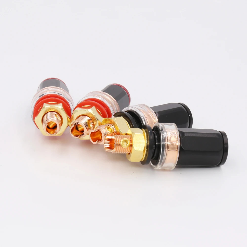 4pcs Pure Red Copper Plated Amplifier Speaker Female Terminal Binding Post