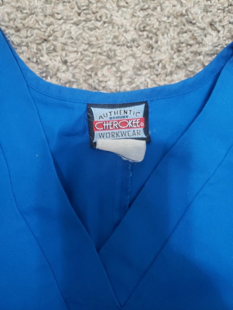 Unisex Cherokee Size Small Blue Scrub Top