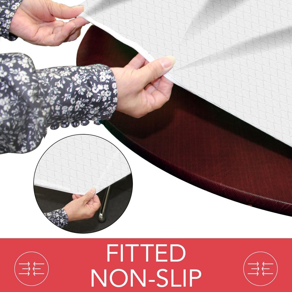 - Deluxe Cushioned Heavy-Duty Elastic Edged Quilted Table Pad - Small Round -...