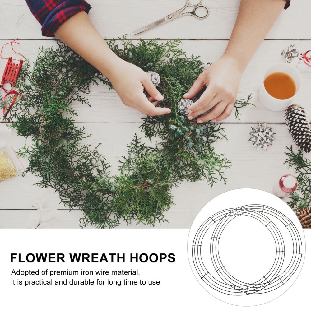 2 Pcs Metal Flower Wreath Frames Round Making Ring Hoop Decor Hoops