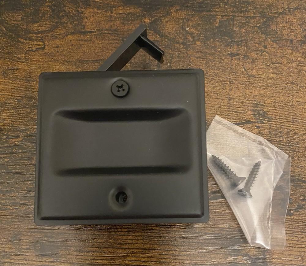 HOMOTEK Passage Sliding Door Pull Black Without Switch Plate- Replace Old