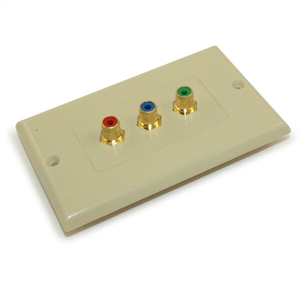 Wallplate: 3 Wire RCA Component Wall Plate Gold Plated  Ivory