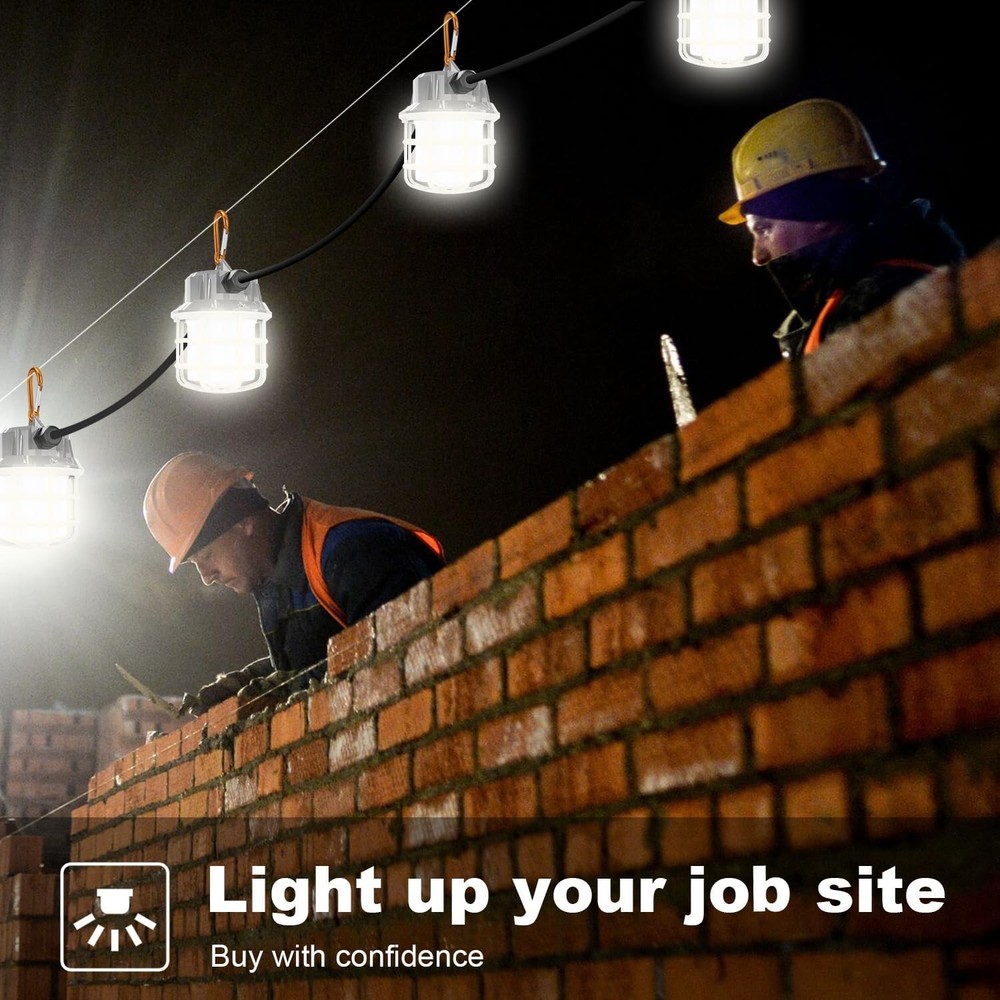 NS 100ft LED Construction String Lights, 150W 15000lm LED String Work Lights, Te