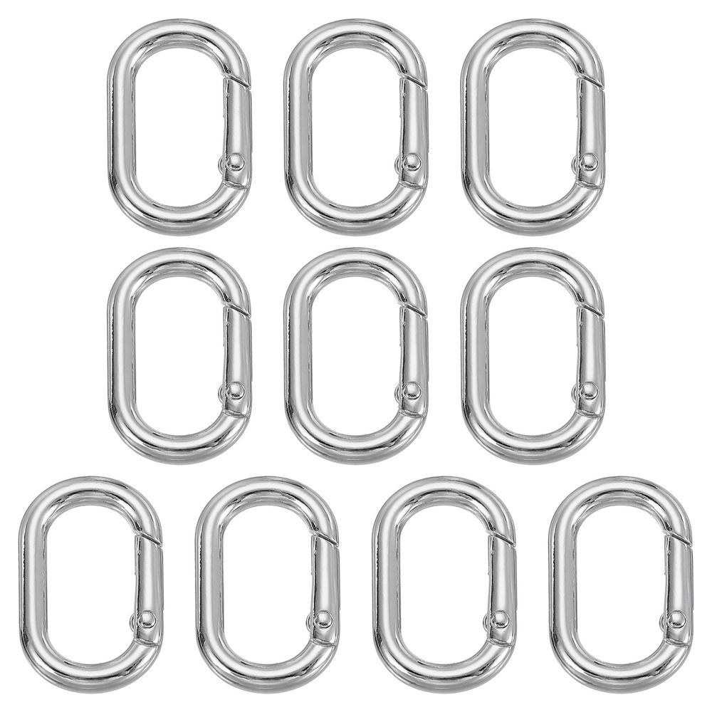 10 Pcs 31mm Oval Shaped Spring Snap Keychain Clip for Purses Silver White