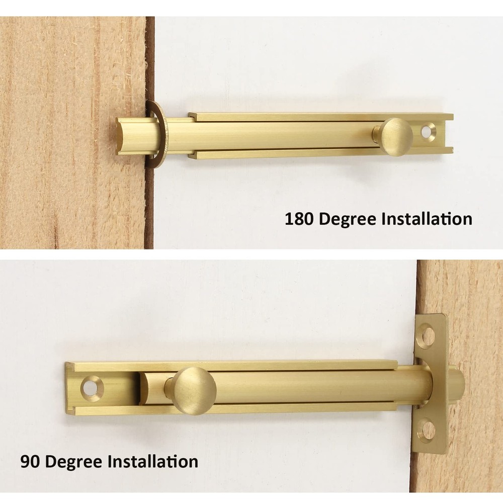 2 Inch Solid Brass Surface Bolt, Brass Slide Bolt Latch, Cabinet Surface Bolt...