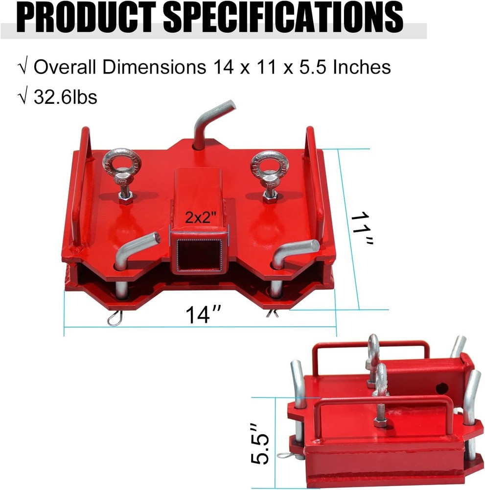 2" Trailer Hitch Receiver Dual Pallet Fork Forklift Towing Adapter Attachment