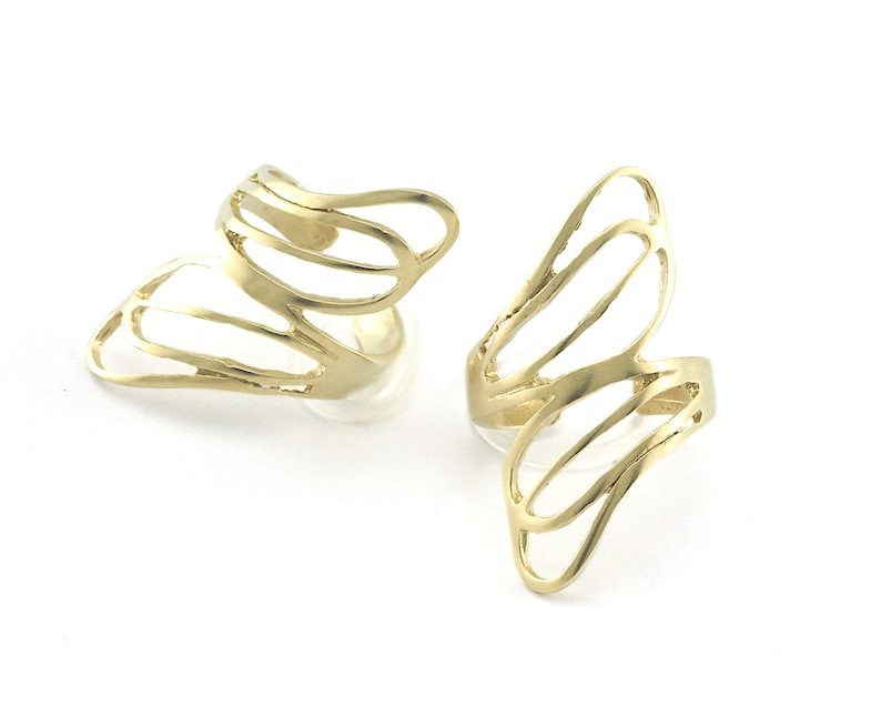Leaf Statement Ring Adjustable Raw brass, Antique Silver, Shiny Silver-Gold 4194