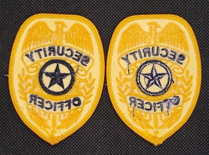 Security Guard Uniform Shoulder Patch Embroidered Gold Eagle Black Iron-on New
