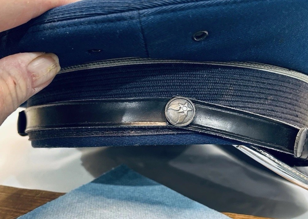 Navy Blue Military Cap With Eagle Pin.