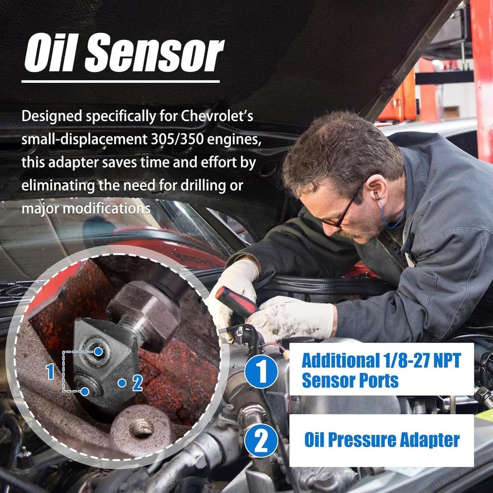 Oil Pressure Sensor Thread Adapter for Chevy Small Block Engines 305 350