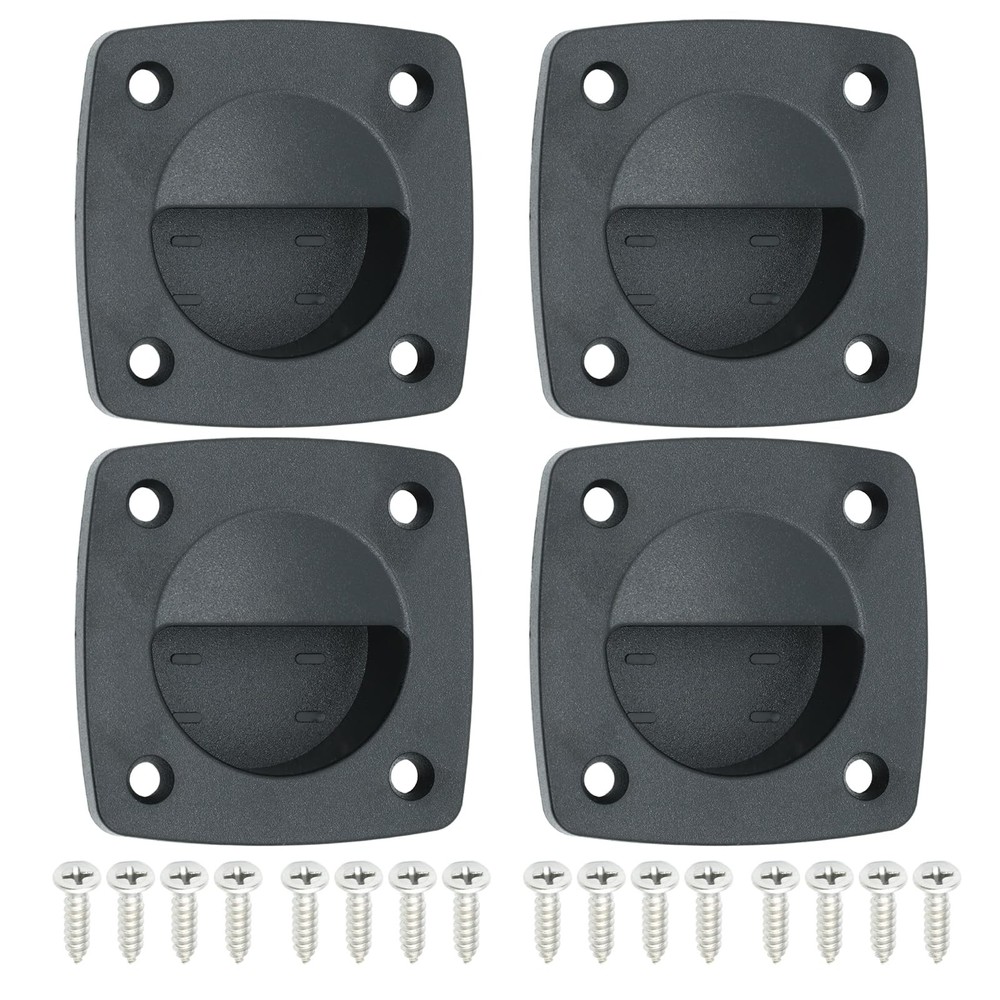 Marine Nylon Flush Pull Hatch Handle,Black Boat Recessed Square Lid Handle,Ya...