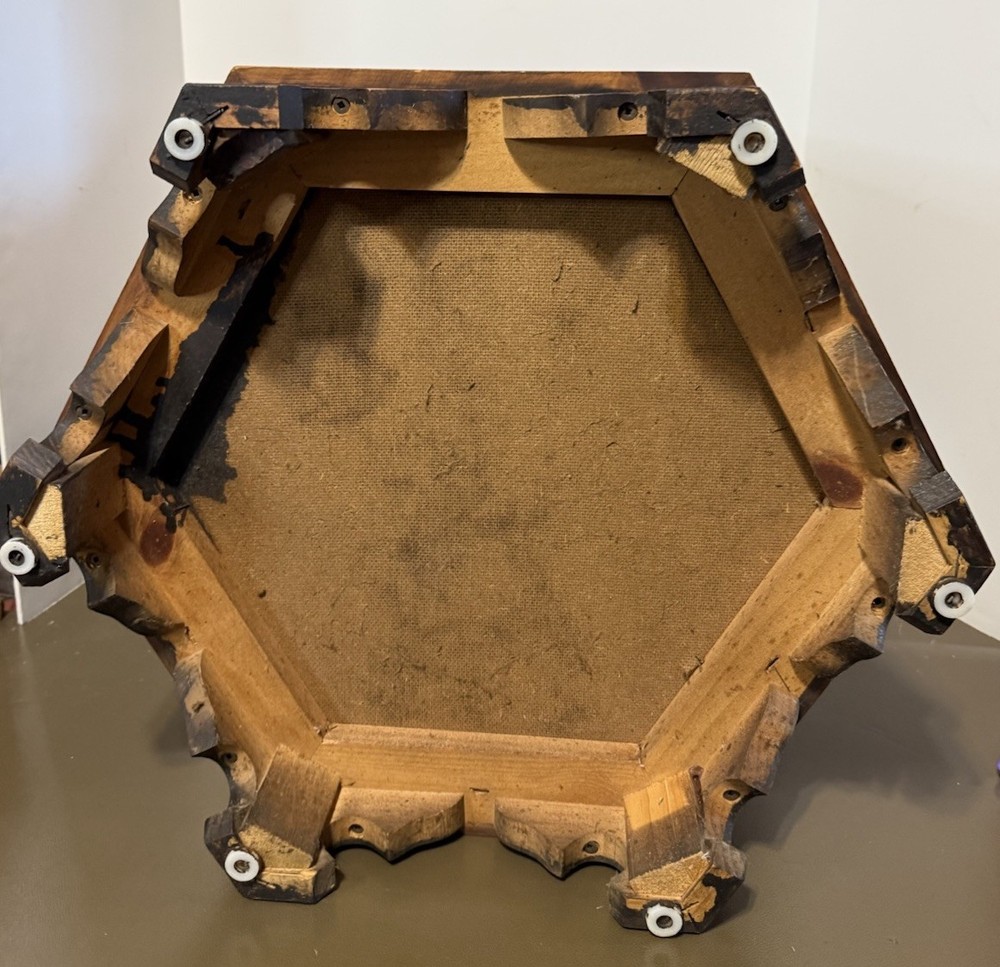 Vintage Solid Wood Hexagon End Table / Side Table With Storage And Brass Handles