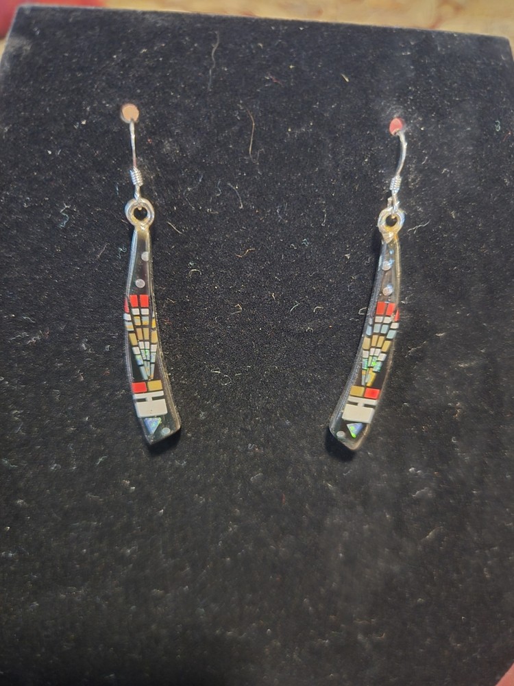 Sterling Silver Galaxy Inlay Long Dangle Earrings