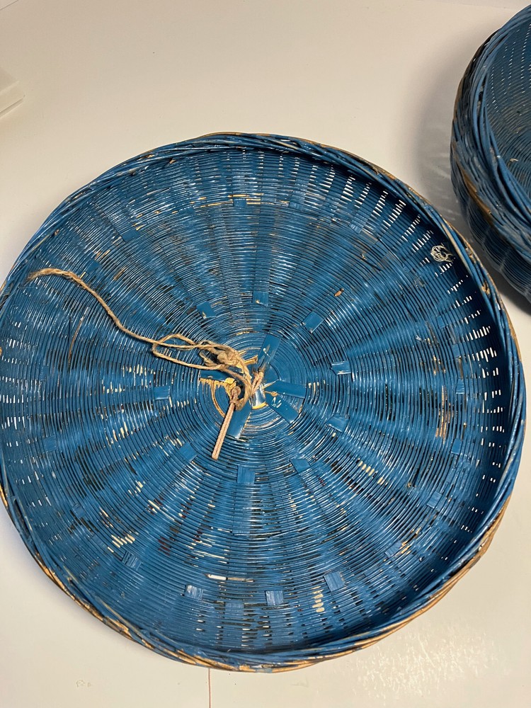 Hand Painted Vintage Round Sewing Basket