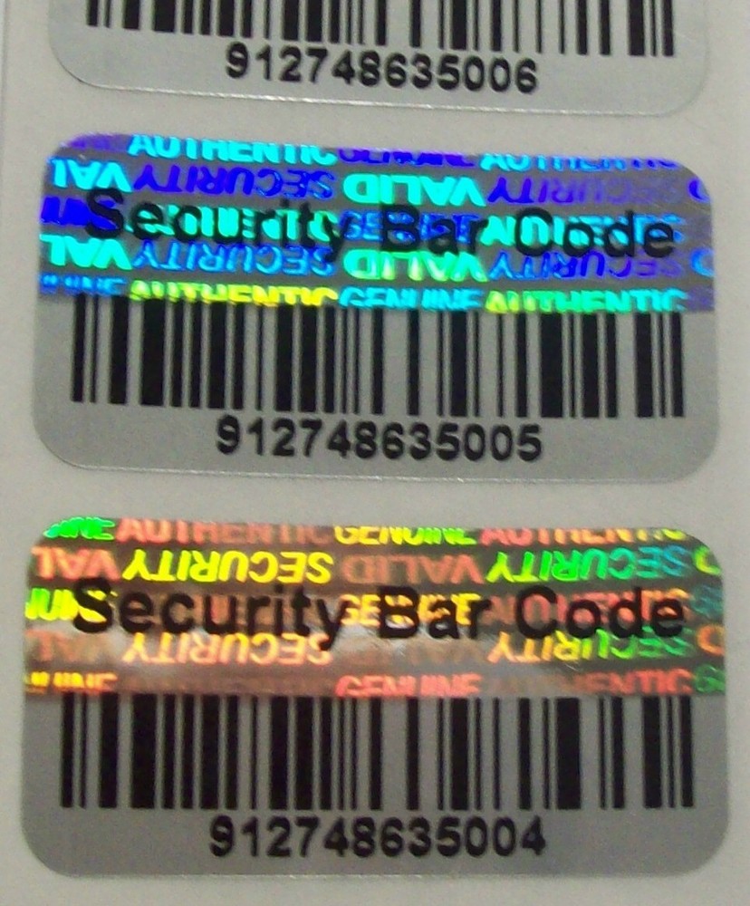 100 Security BARCODE Hologram Tamper Evident Label Stickers Seals full release