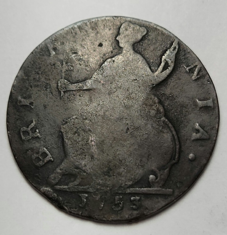 1753 Flat Struck Non-Regal Halfpenny 71.5 grains