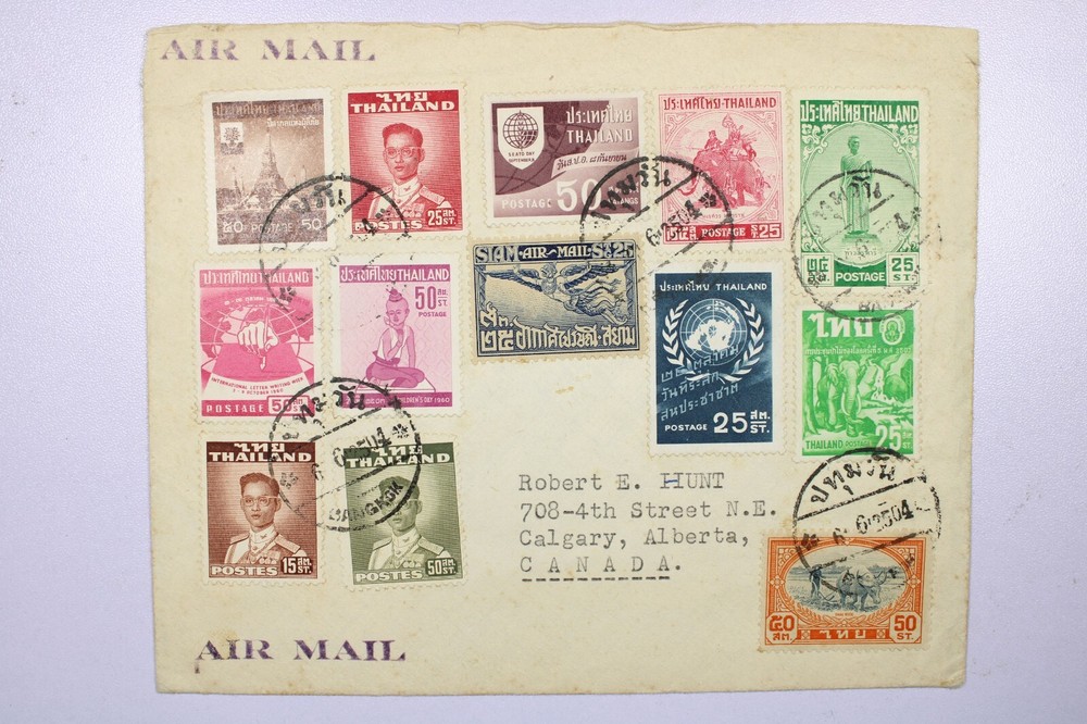Thailand 1961 Heavily Franked Airmail Cover to Canada - X355