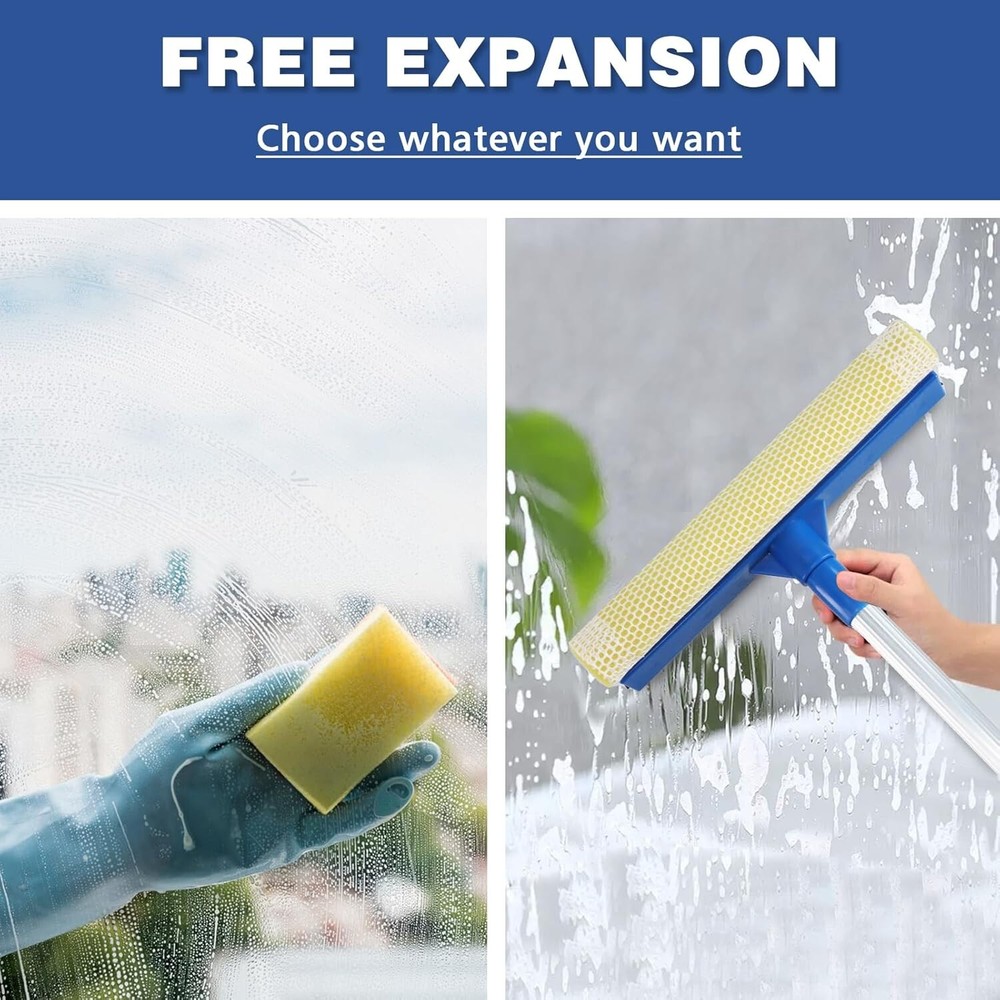 Professional Window Squeegee,2 in 1 Squeegee Window Cleaner with Long Stainle...
