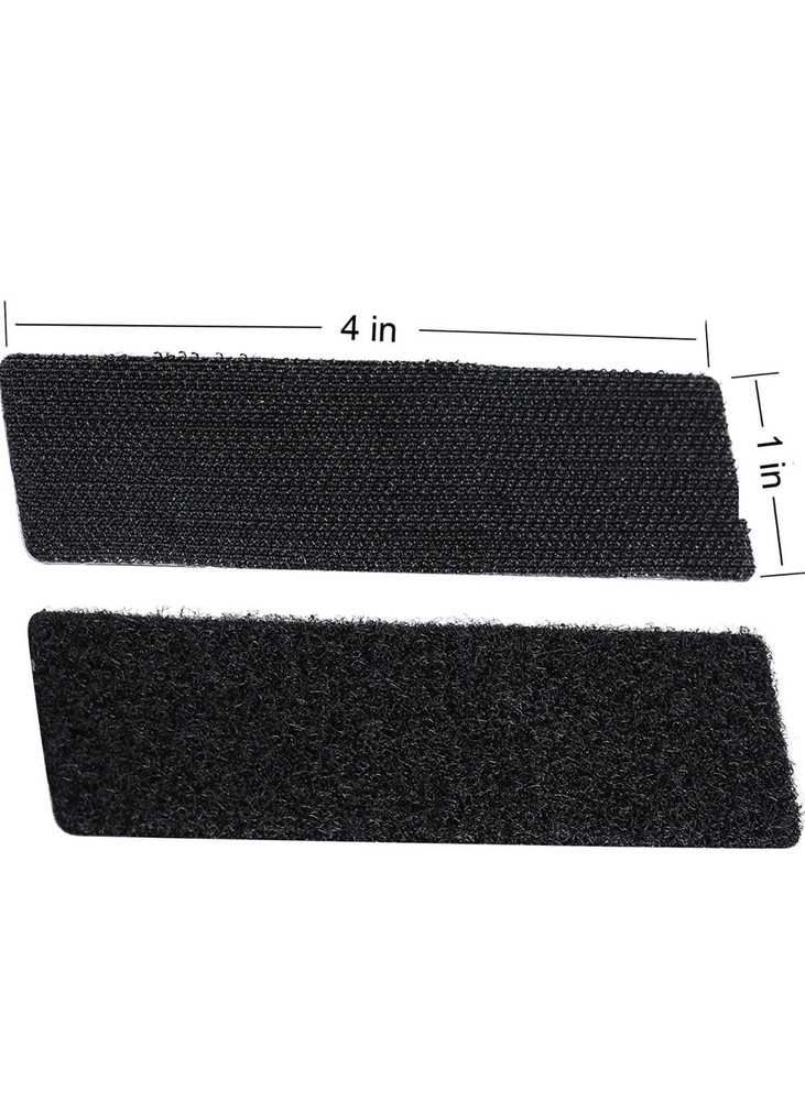 20 Sets Heavy Duty Hook & Loop Adhesive Strips 1x4” Black Sticky Back Fastener