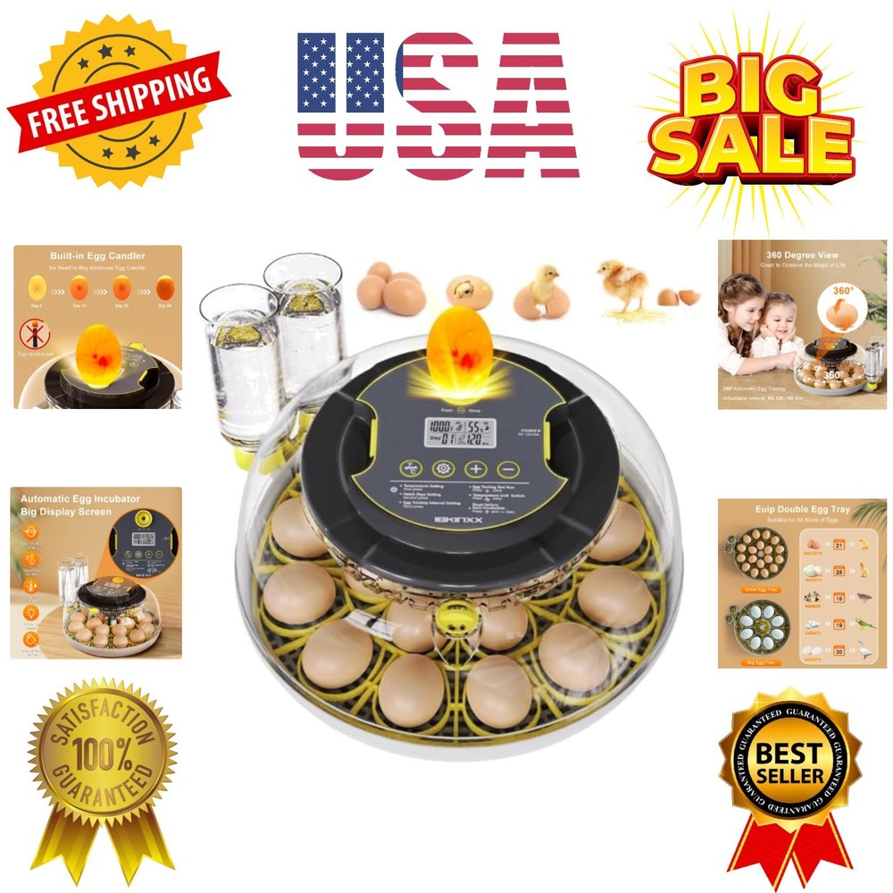 Incubator for Hatching Eggs-18 Egg Capacity, 2026 Newly Upgraded Automatic Eg...