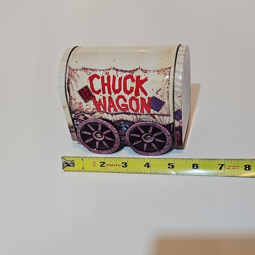 Western Chuck Wagon Decorative Tin Box with Moveable Wheels
