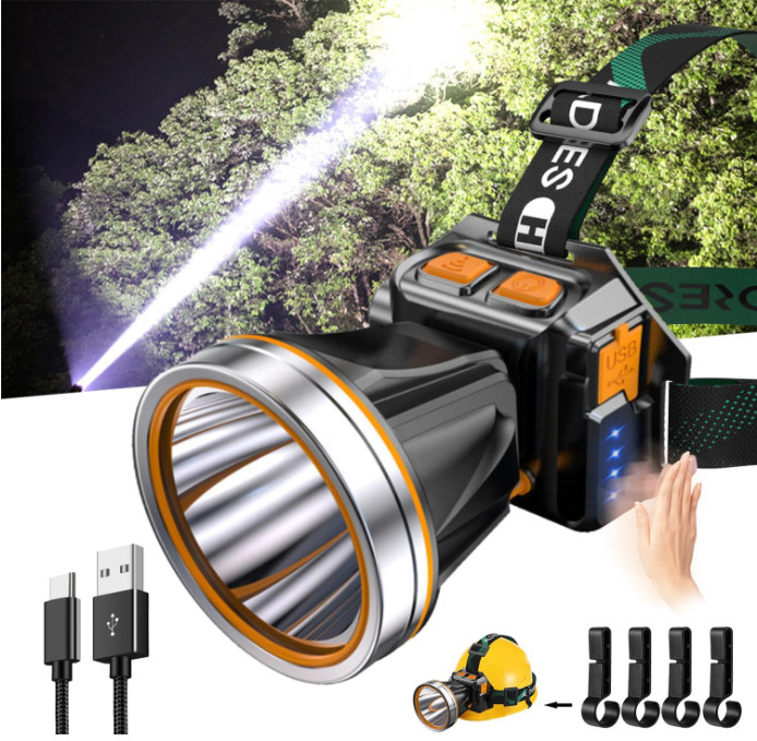 Linterna frontal LED potente sensor movimiento impermeable duradera recargable e