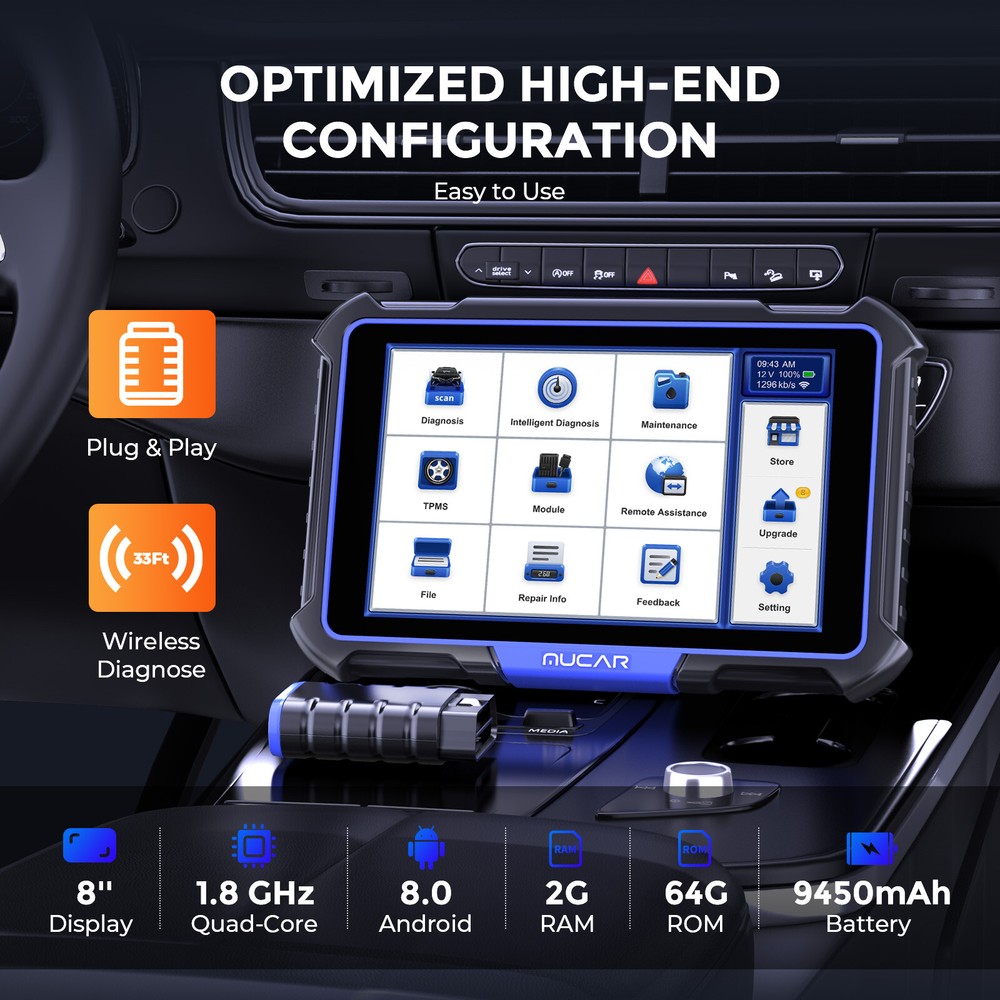 MUCAR VO8 Auto OBD2 Scanner Bi-Directional Key Coding All System Diagnostic Tool
