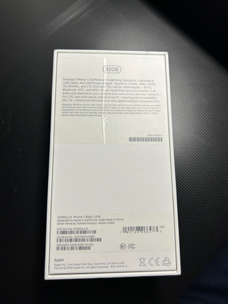 iPhone 7 Black 32GB (Box Only) NO PHONE