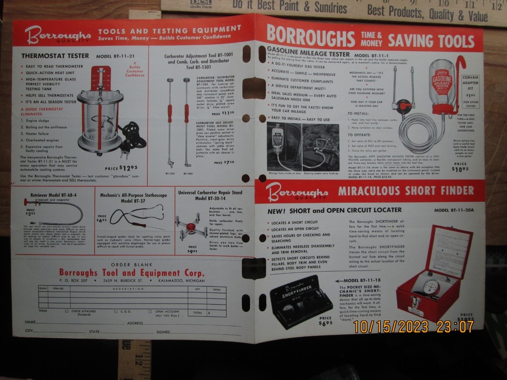 BORROUGHS AUTOMOTIVE SERVICE TOOLS brochure